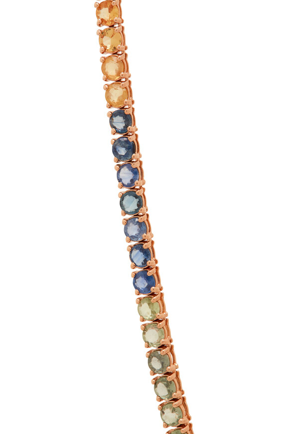 Kai Linz - Rose Gold Multicolor Sapphire Tennis Necklace