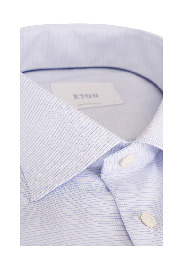 Eton Light Blue Mini Check Contemporary Dress Shirt - view 2