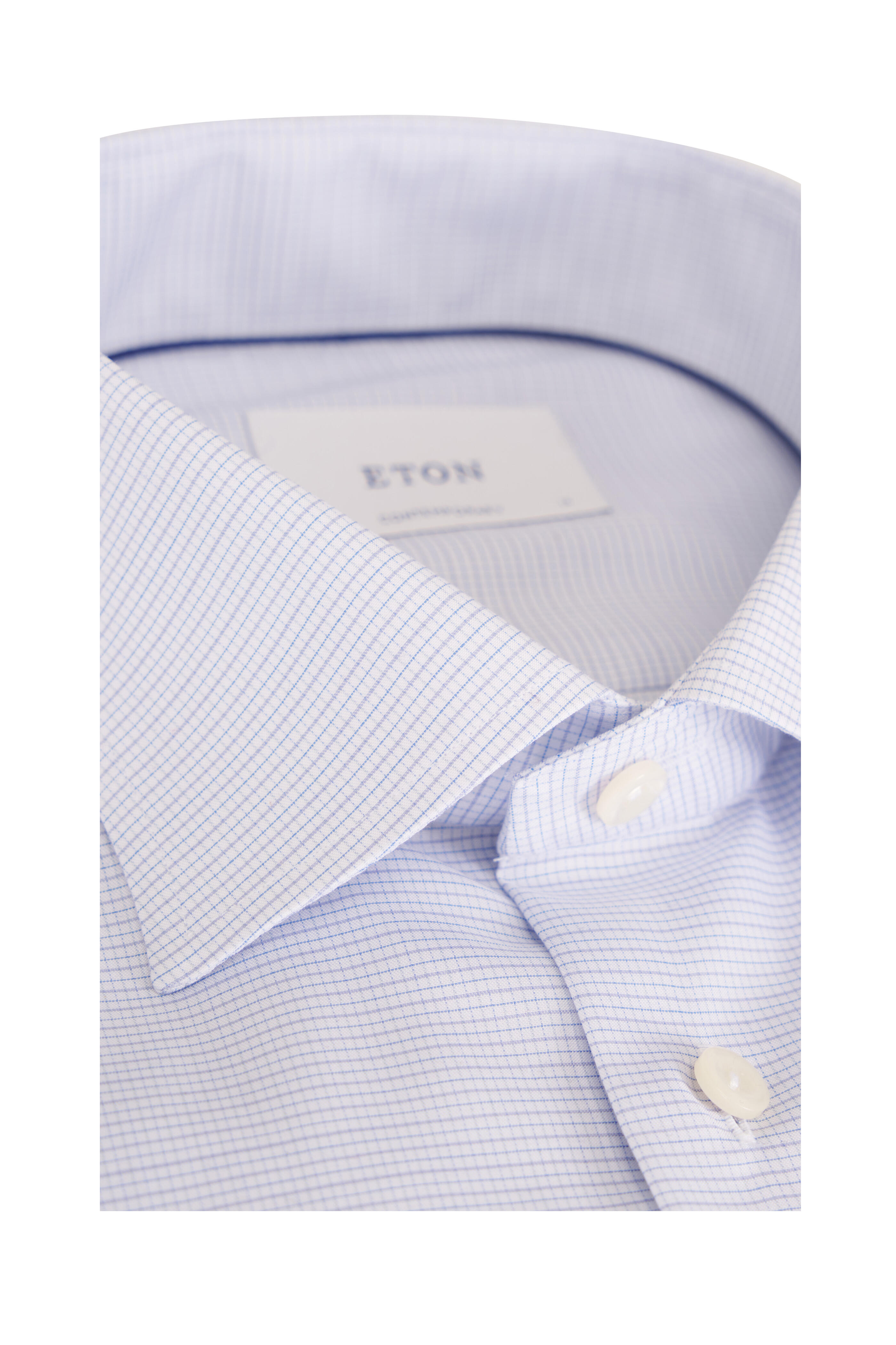 Eton - Light Blue Mini Check Contemporary Dress Shirt - view 2