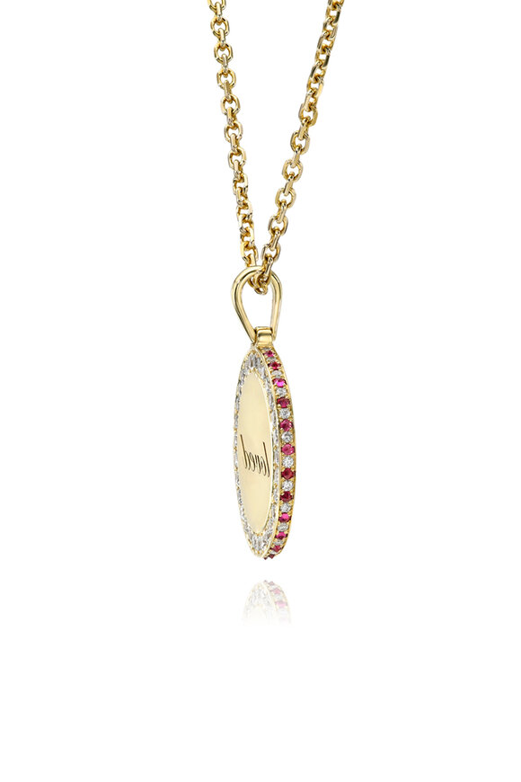 Dru 14k Yellow Gold Ruby Spiked Loved Reflect Pendant - view 3