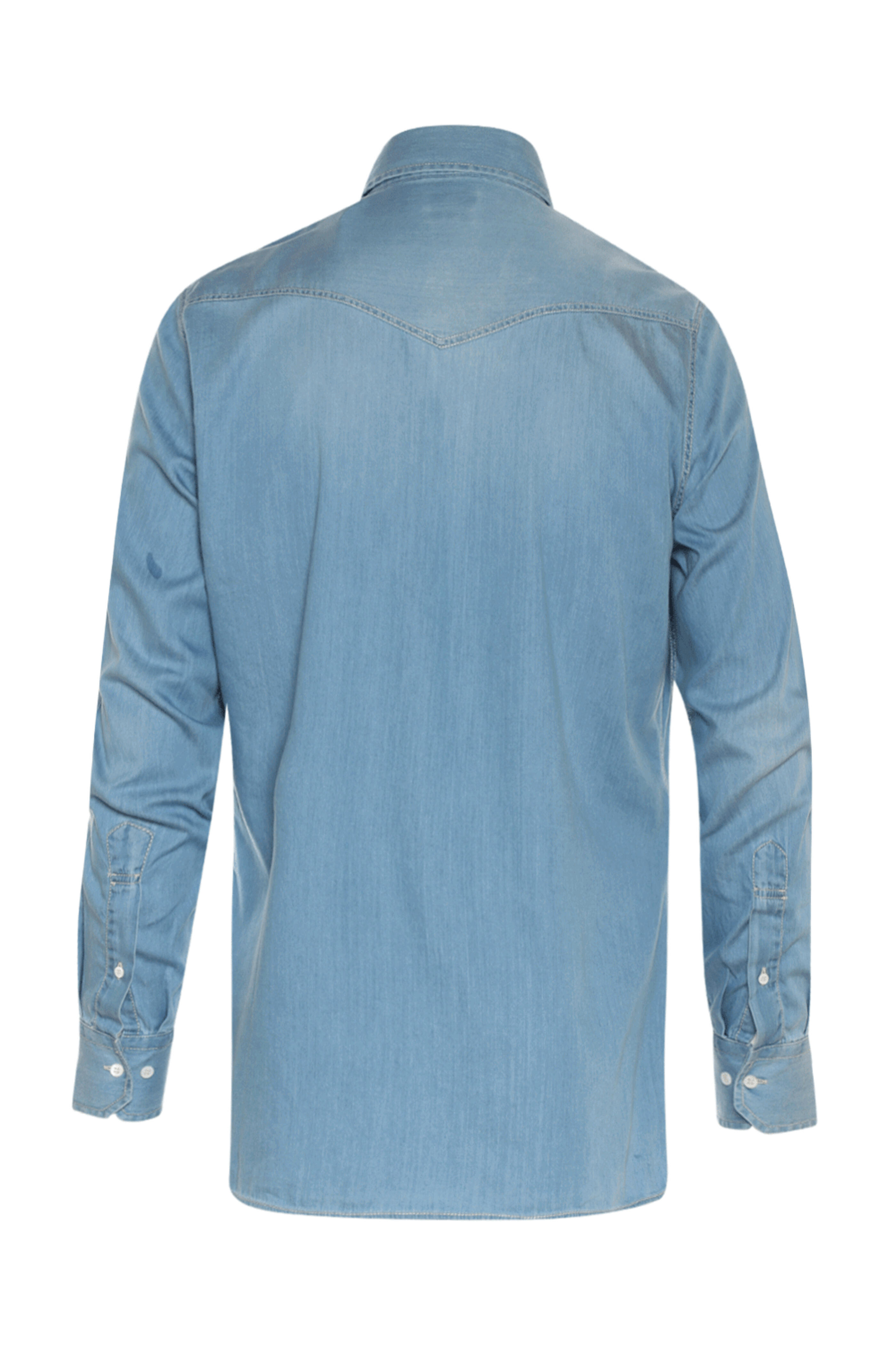 Brunello Cucinelli - Light Wash Denim Cotton Snap Sportshirt