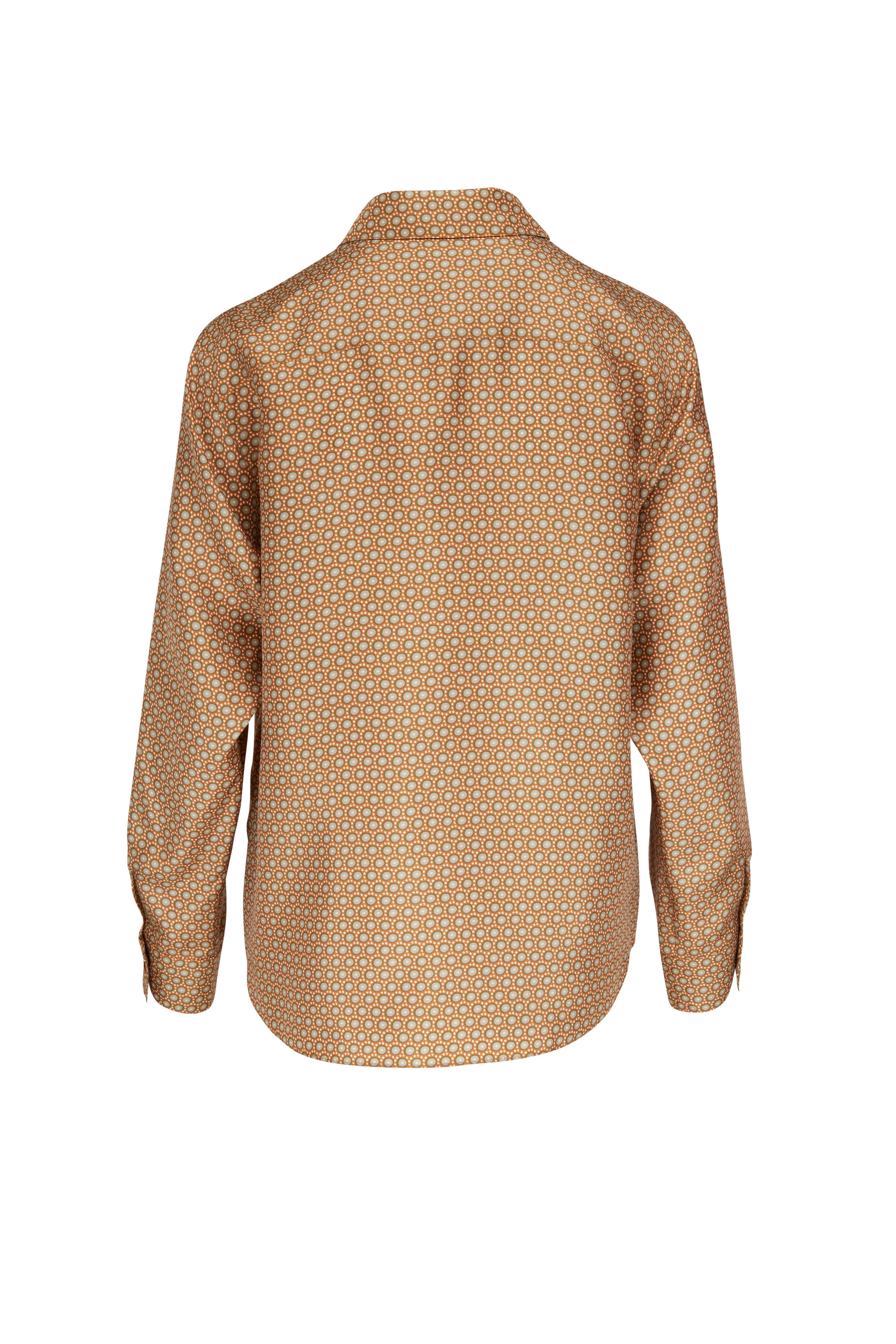 Lafayette 148 New York - Curry Multi Painted Tie Print Silk Twill Blouse