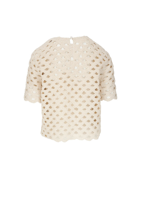 Adam Lippes - Pearl Embroidered Lattice Knit Top