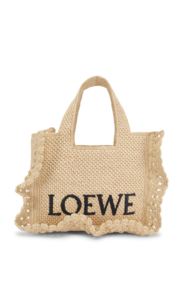 LOEWE かごバッグ 白BOLSO CESTA PEQUE NATURAL Small Basket bag in palm leaf and calfskin Natural/White - LOEWE