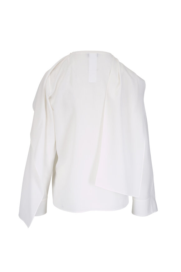Akris Ecru Silk Scarf Button Up Blouse - view 3