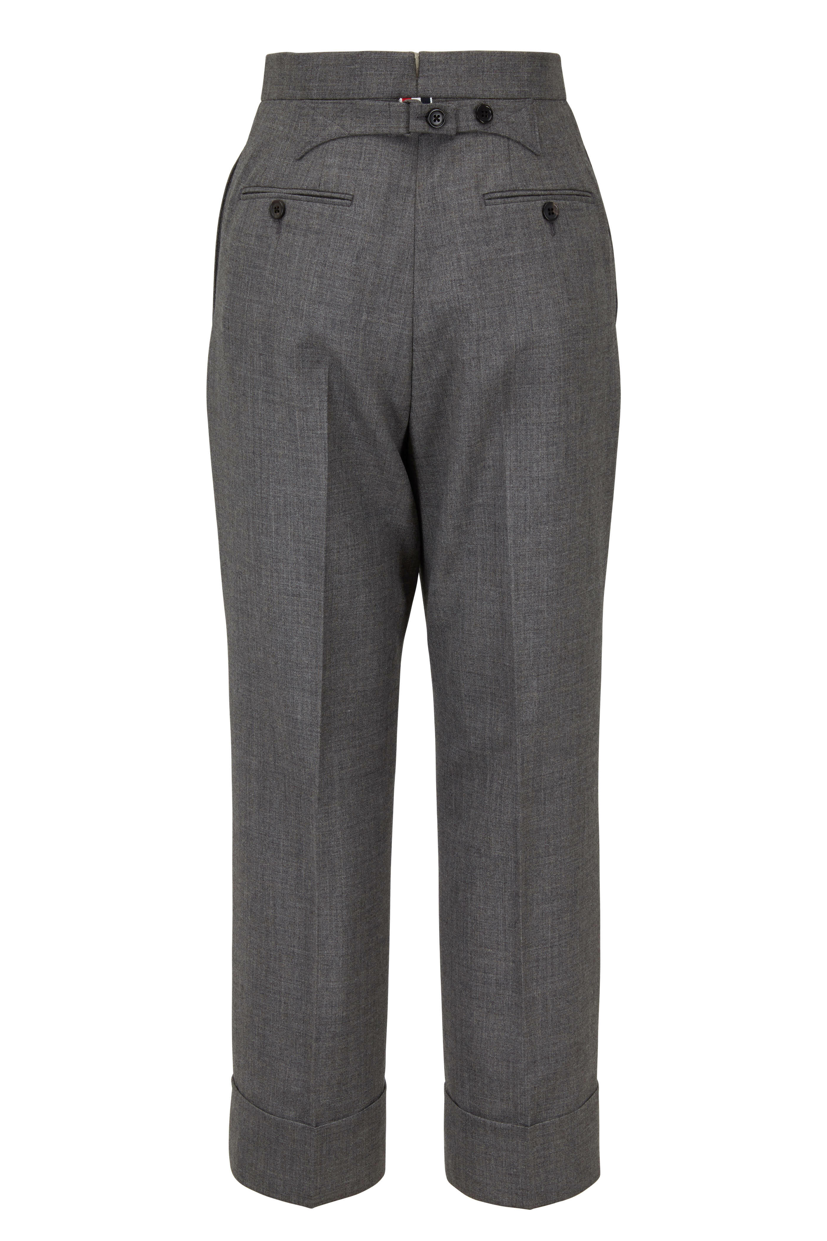 Thom Browne - Gray Wool High-Rise Cuffed Pant | Mitchell Stores Thom Browne - Gray Wool High-Rise Cuffed Pant | Mitchell Stores