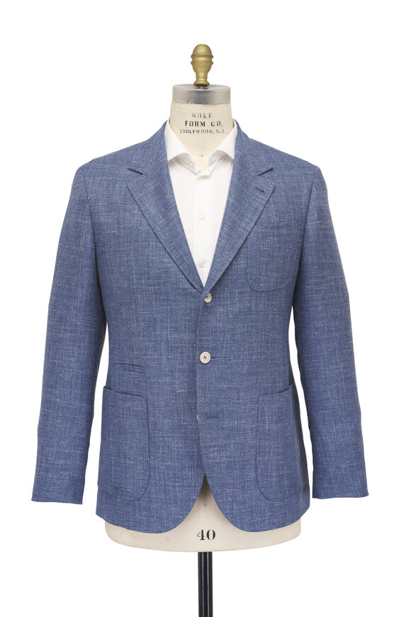Brunello Cucinelli Denim Blue Wool, Silk, Linen & Cashmere Sportcoat - view 4