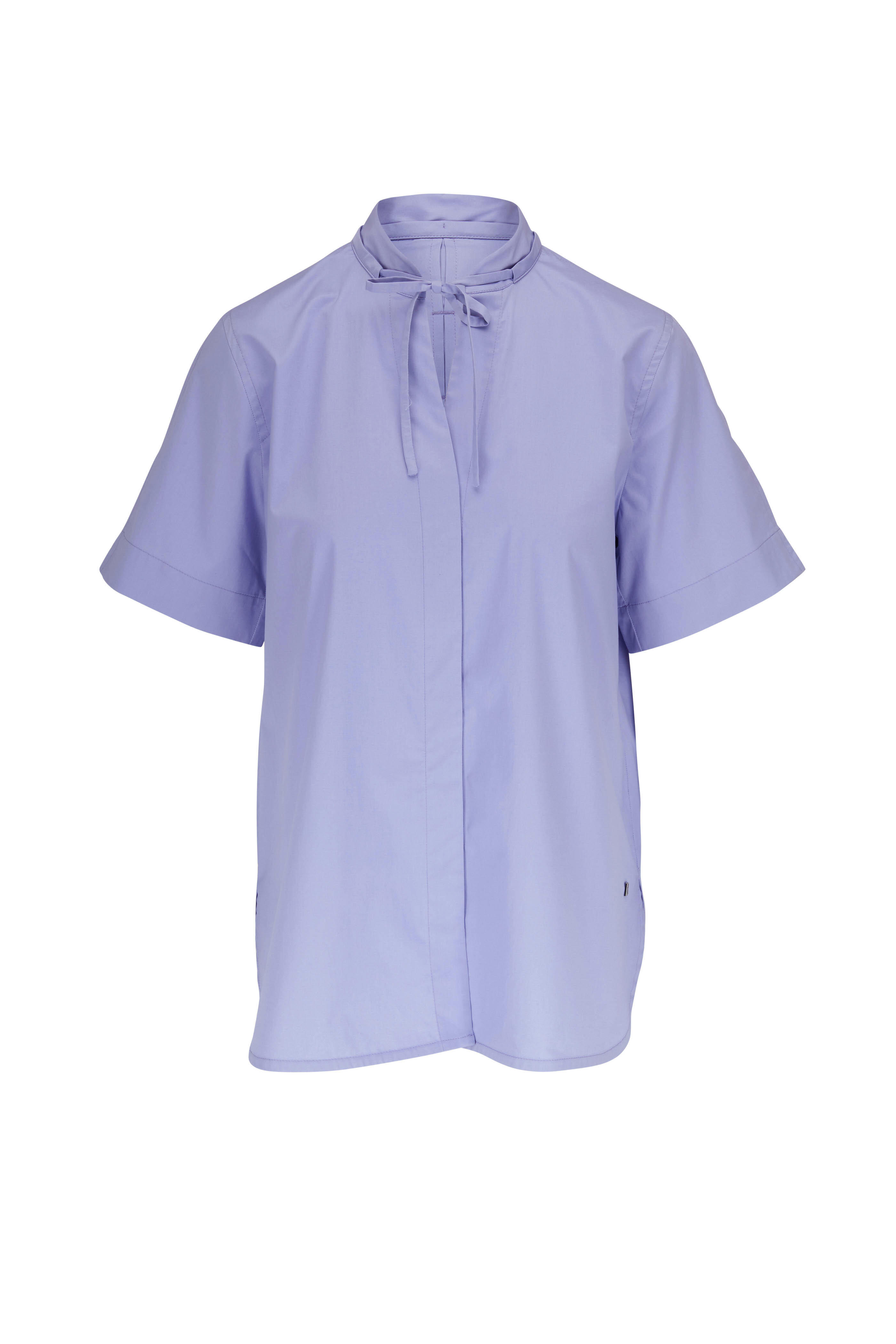 [JILLSTUART]★Short Sleeve Blouse + Banding Pants Bogner - Tilly Lilac Cotton Short Sleeve Blouse | Mitchell