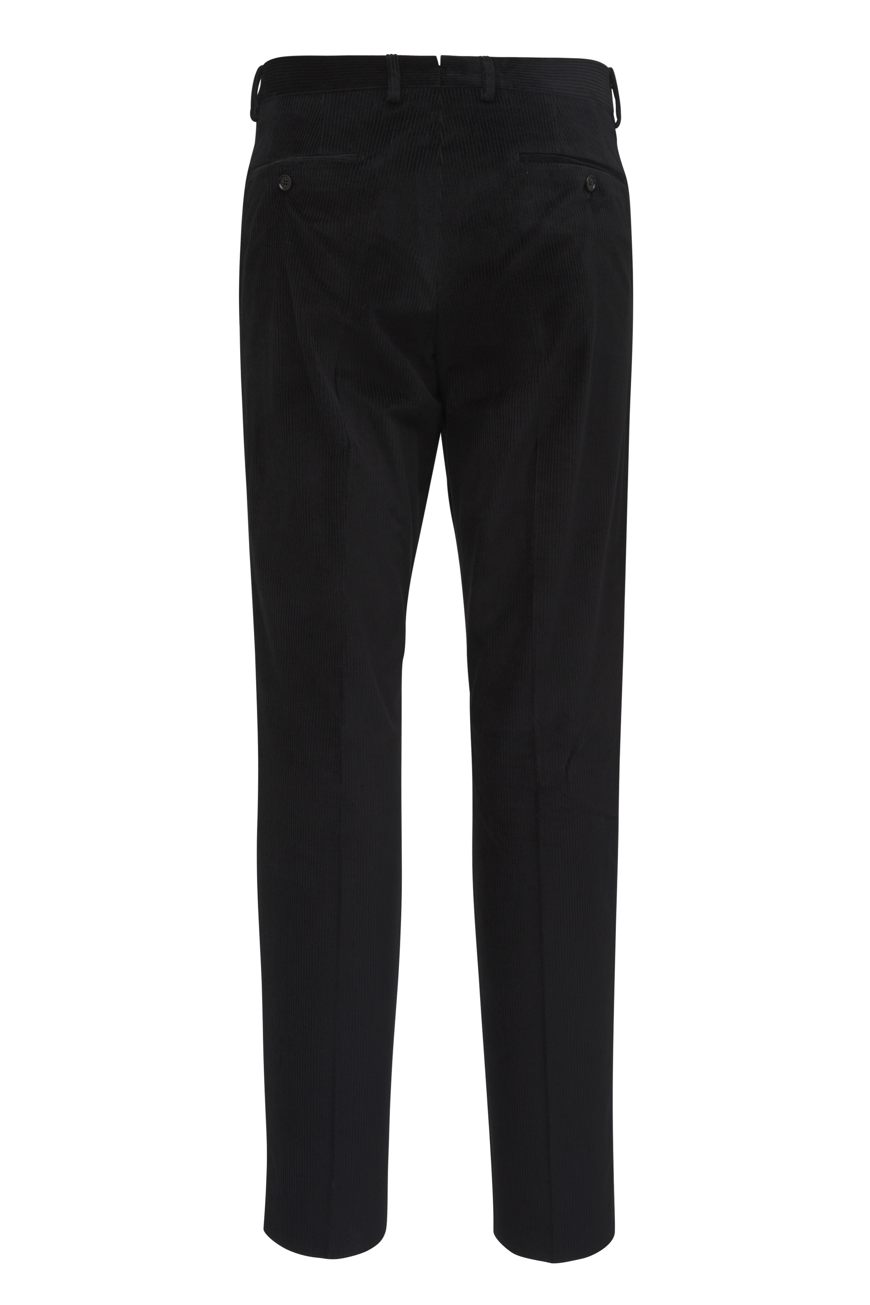 Maurizio Baldassari - Black Flat Front Stretch Corduroy Pant