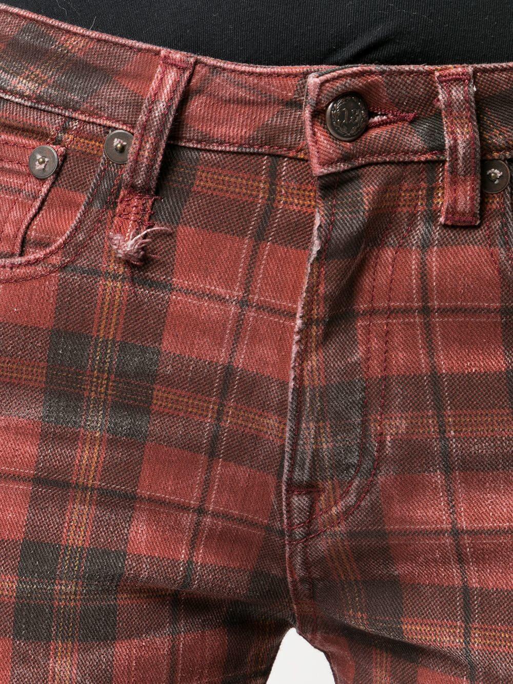 R13 Red Plaid Kick Fit Distressed Jean Mitchell Stores