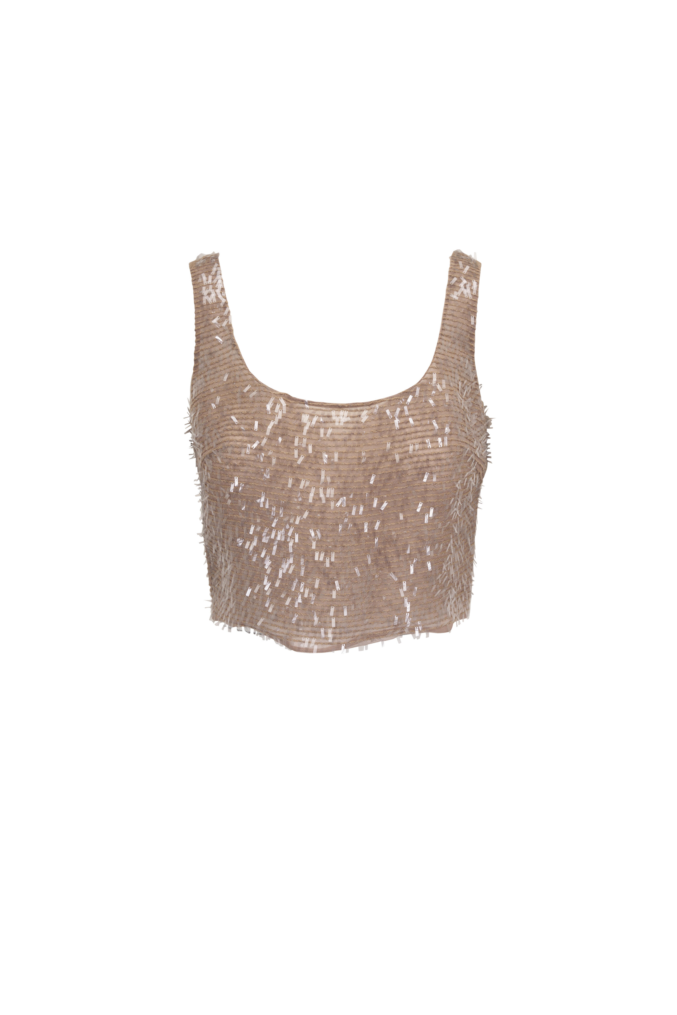 Brunello Cucinelli - Rope Dazzling Cascade Embroidered Crop Top