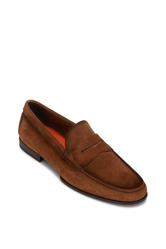 Santoni - Dousing Brown Suede Loafers