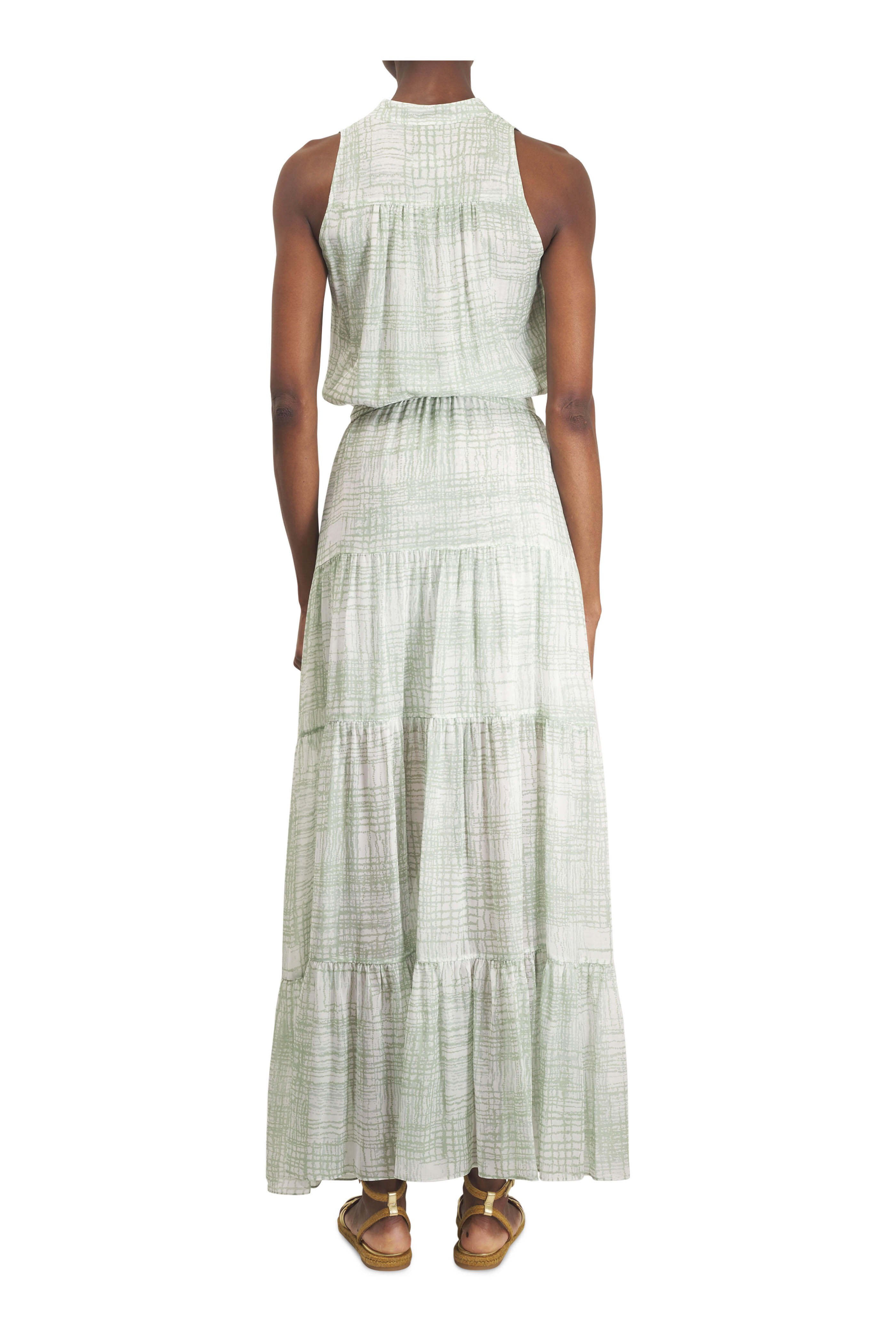 Kiton - Mint Pattern Silk Belted Maxi Dress