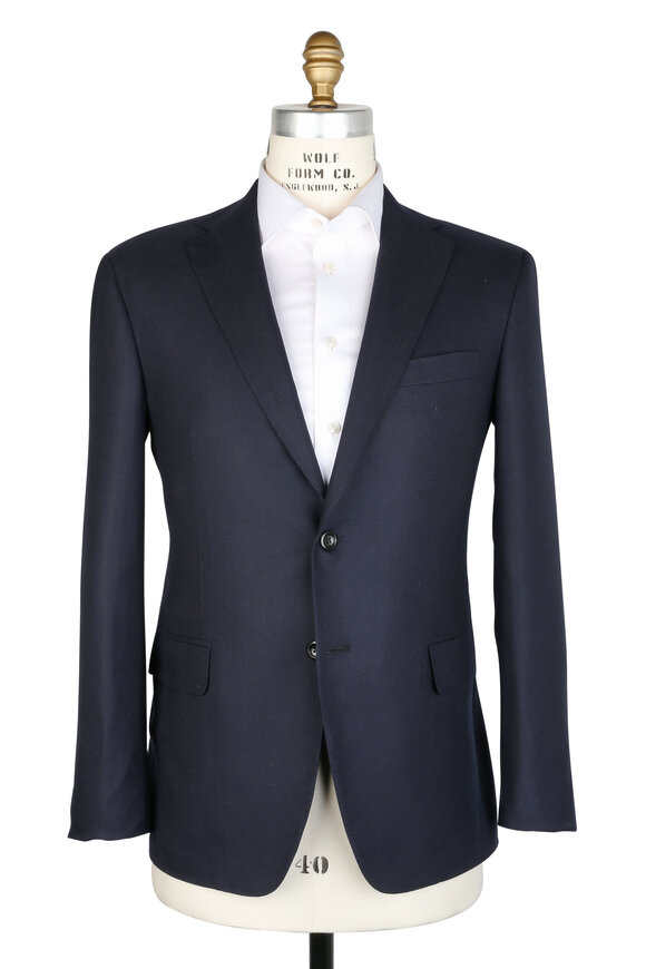 Oxxford Clothes - Midnight Blue Cashmere Hopsack Sportcoat 