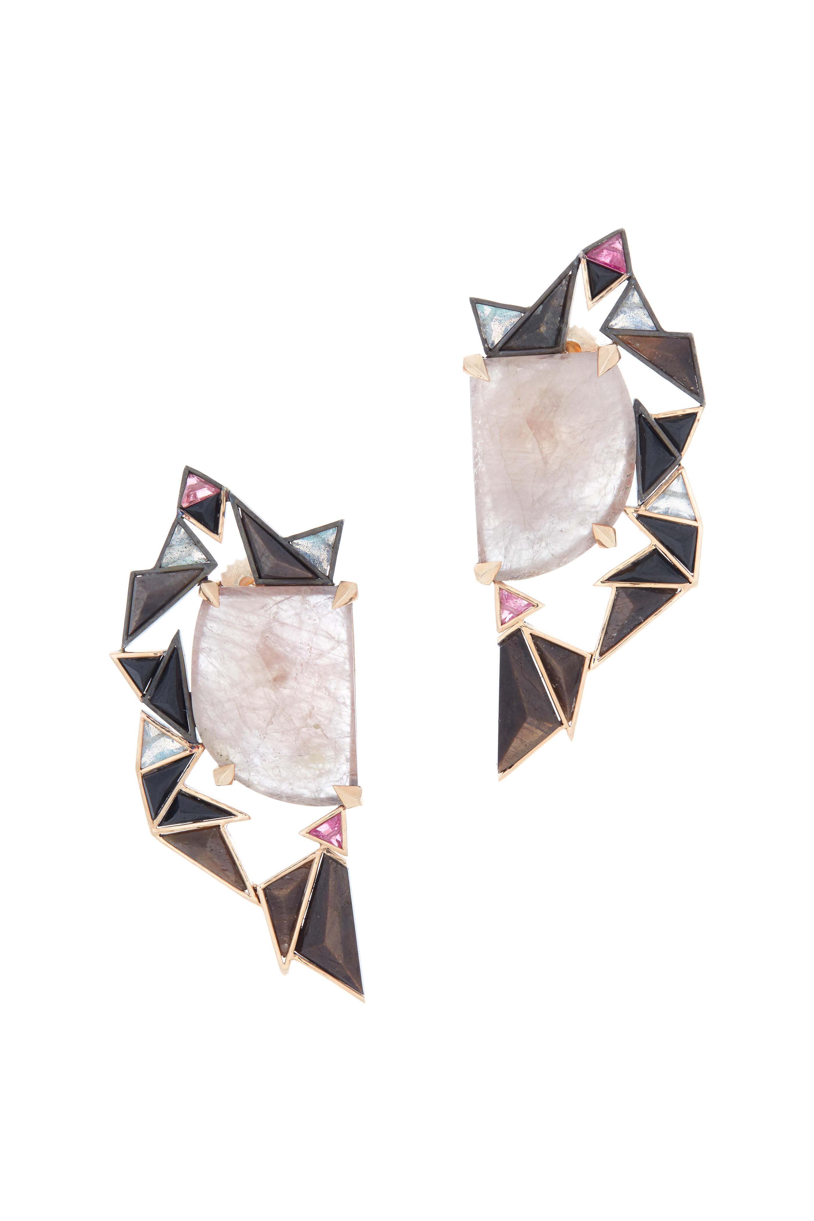 Nak Armstrong - 18K Rose Gold & Silver Tourmaline Earrings