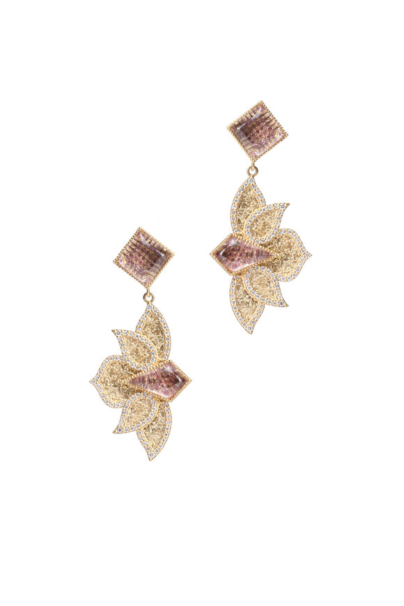 Coomi Pink Tourmaline & Diamond Flower Earrings