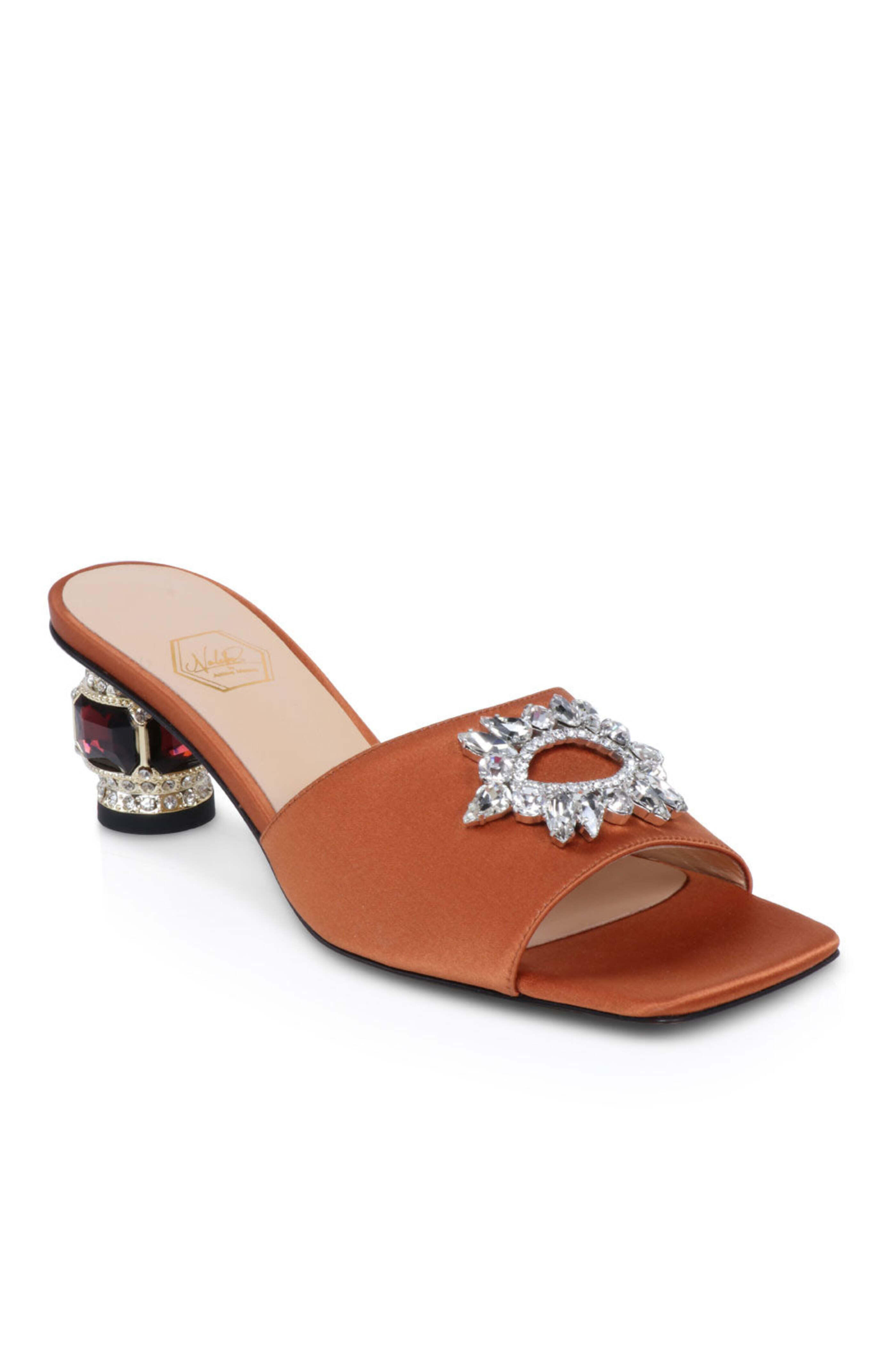 Nalebe - Aurum 50 Satin Mule in Chestnut