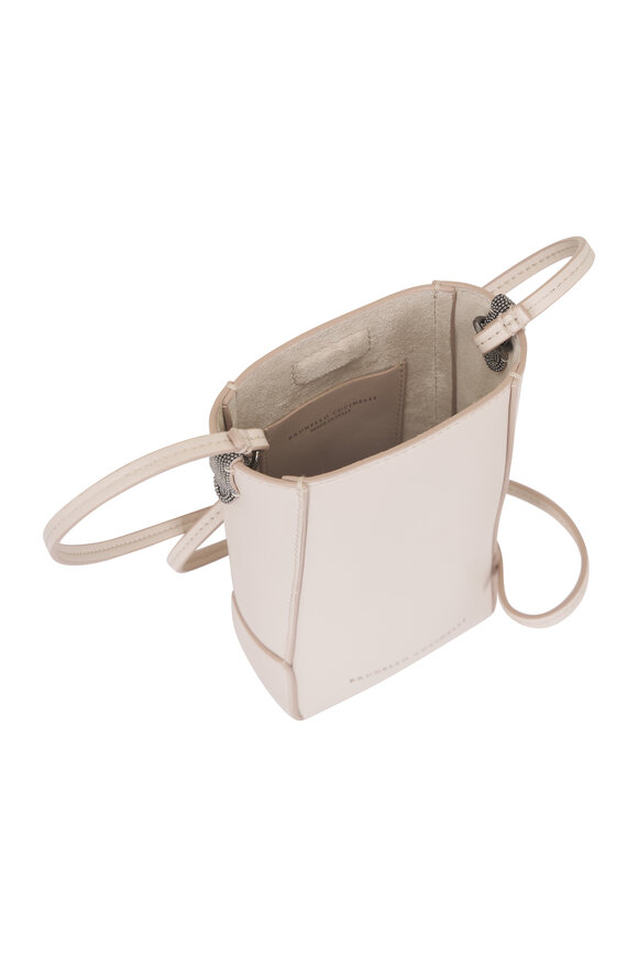 Brunello Cucinelli Duo Ivory Leather Phone Case Holder - view 4