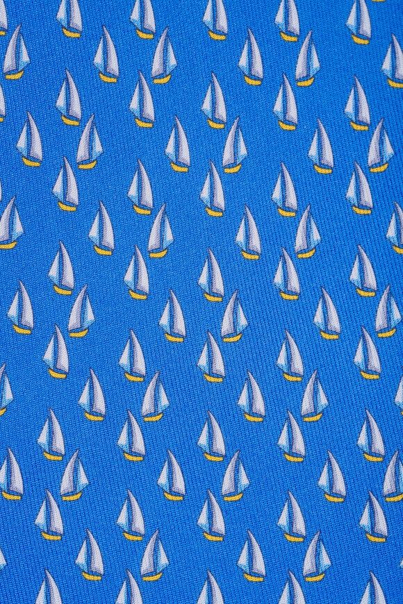 Ferragamo Light Blue Sailboat Print Silk Necktie - view 2