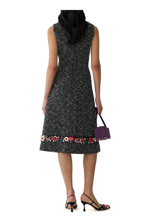 Carolina Herrera Floral Embroidered Tweed Midi Dress - view 3