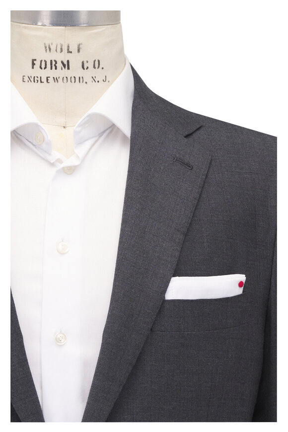 Kiton Charcoal Gray Tonal Plaid Wool Suit - view 5