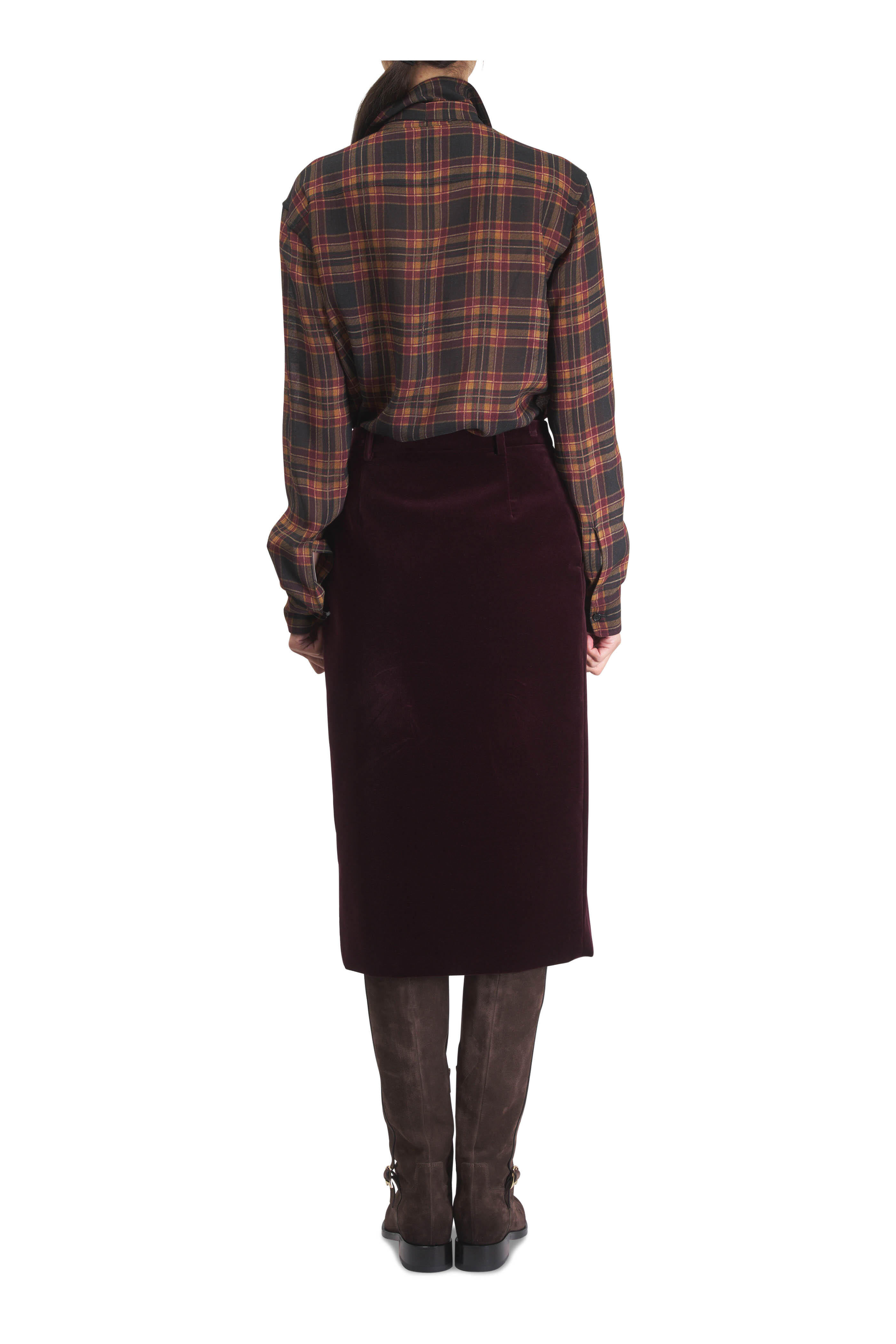 Saint Laurent - Burgundy Velvet Wrap Skirt
