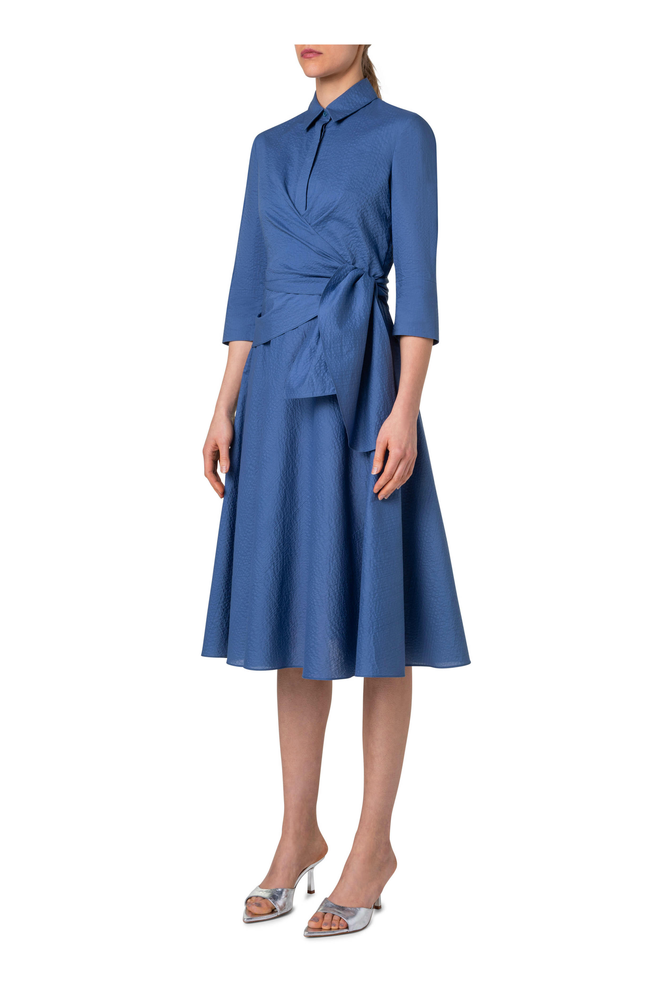 今週のおすすめ製品 Seersucker - Punto Akris Smokey Dress Wrap Cotton Blue トップス