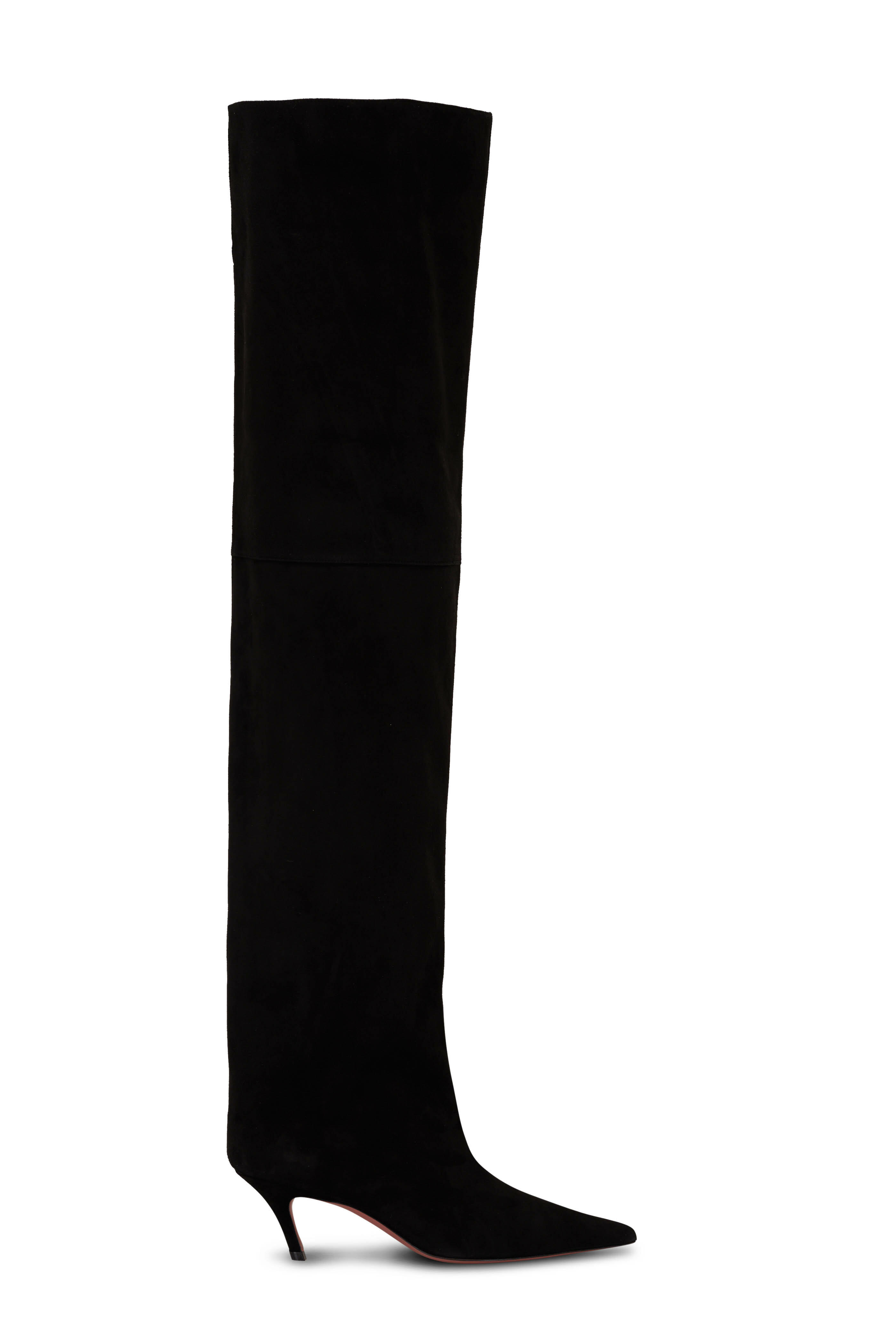 ミドルブーツ Amina Muaddi Fiona Mirror Leather Boots AMINA MUADDI Fiona crinkled-leather boots | NET-A-PORTER