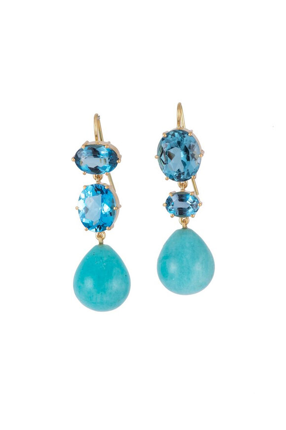 Sylva & Cie Blue Topaz & Amazonite Earrings