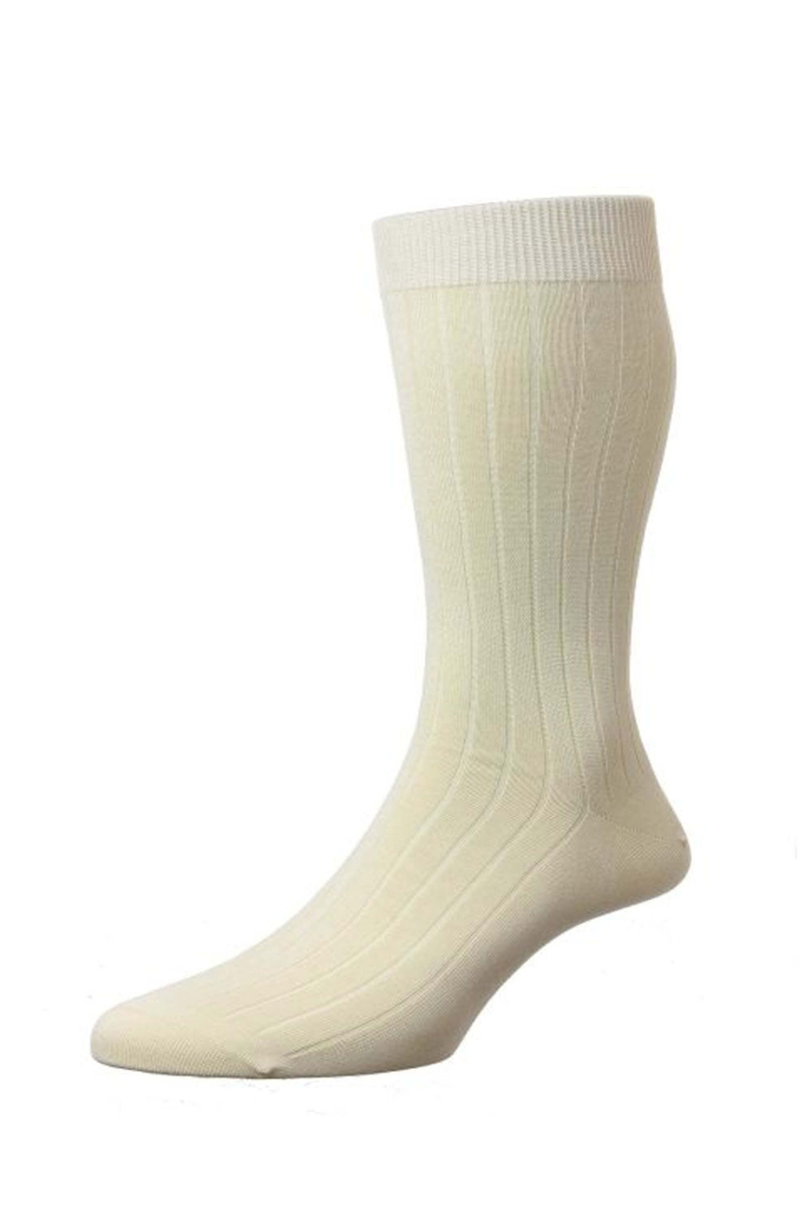 Pantherella - Cream Pembrey Sea Island Cotton Midcalf Sock