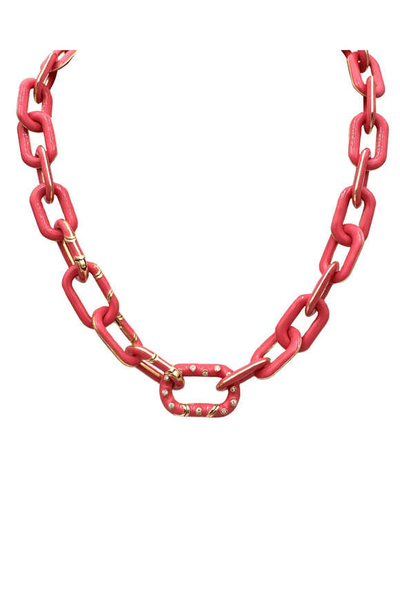 Royal Nomad Jewelry Flamingo Enamel Link Necklace