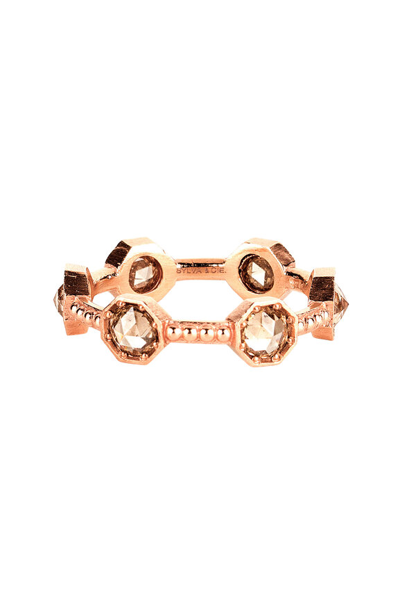 Sylva & Cie 14K Rose Gold Champgne Diamond Caviar Band - view 1