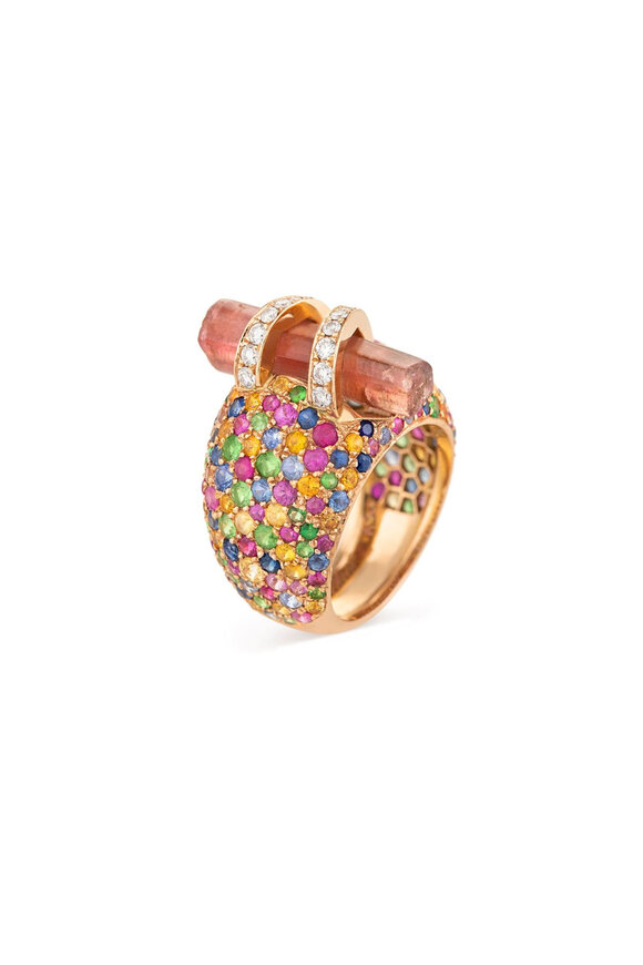 Clara Chehab Lunar Rainbow Tourmaline Bombee Ring