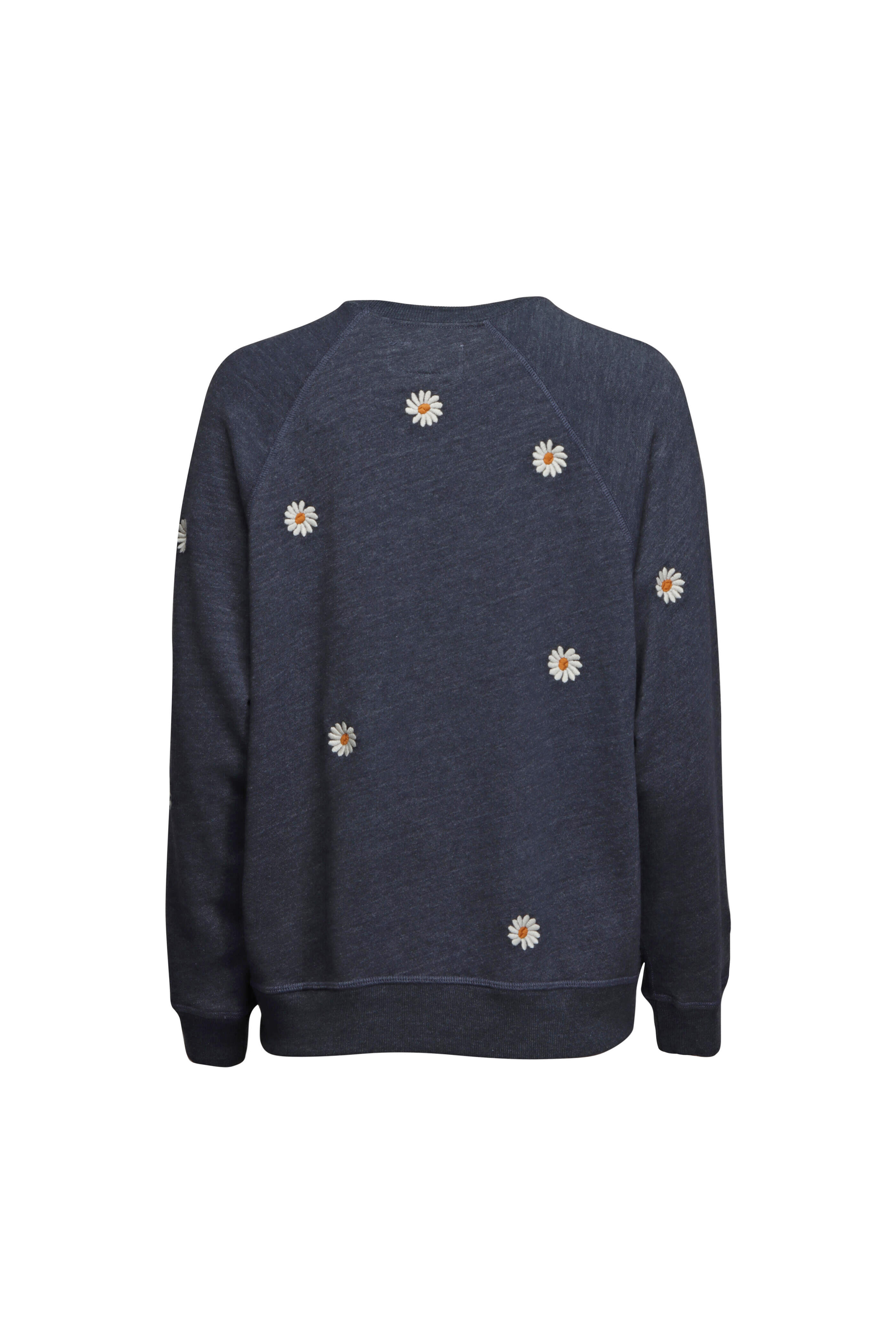 The Great - Slouch Navy Daisy Embroidered Sweatshirt