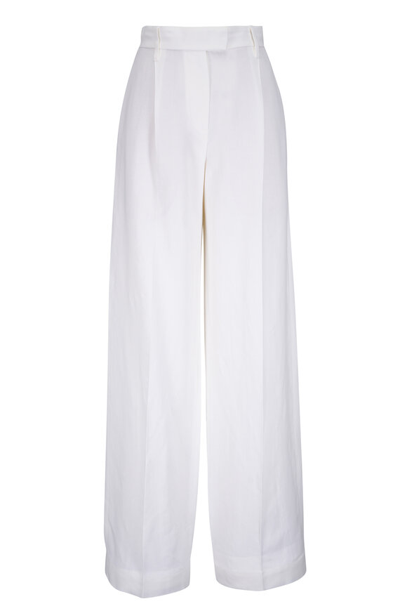 Brunello Cucinelli White Wide Leg Linen Pant