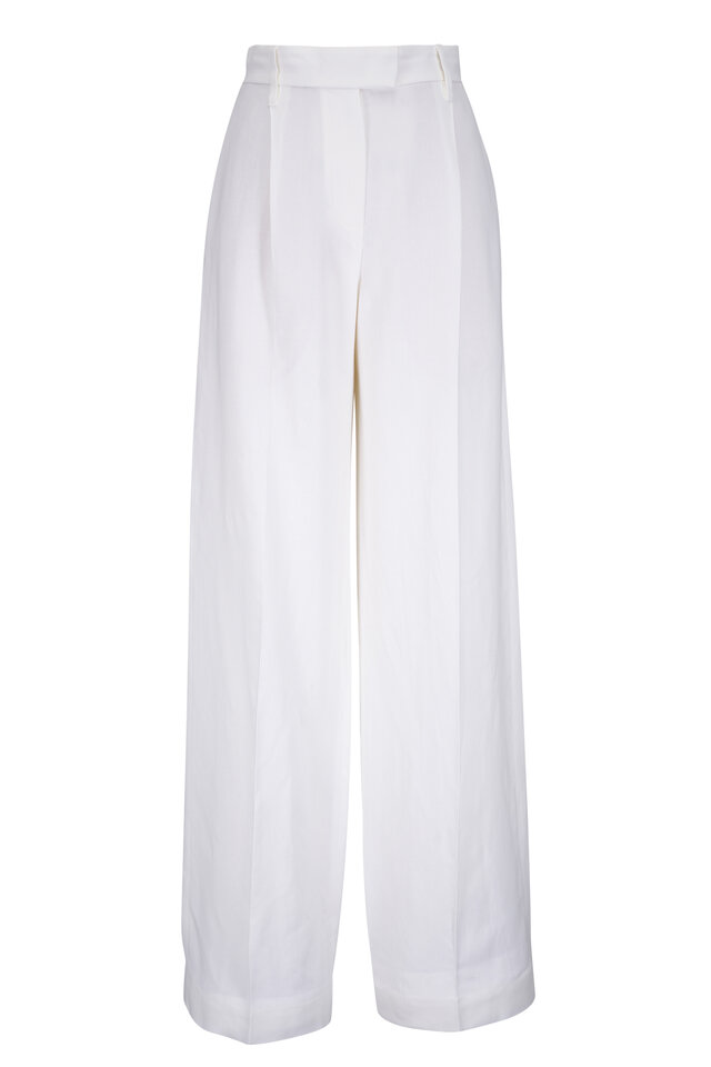 Brunello Cucinelli - One Pleat White Cotton Straight Leg Pant