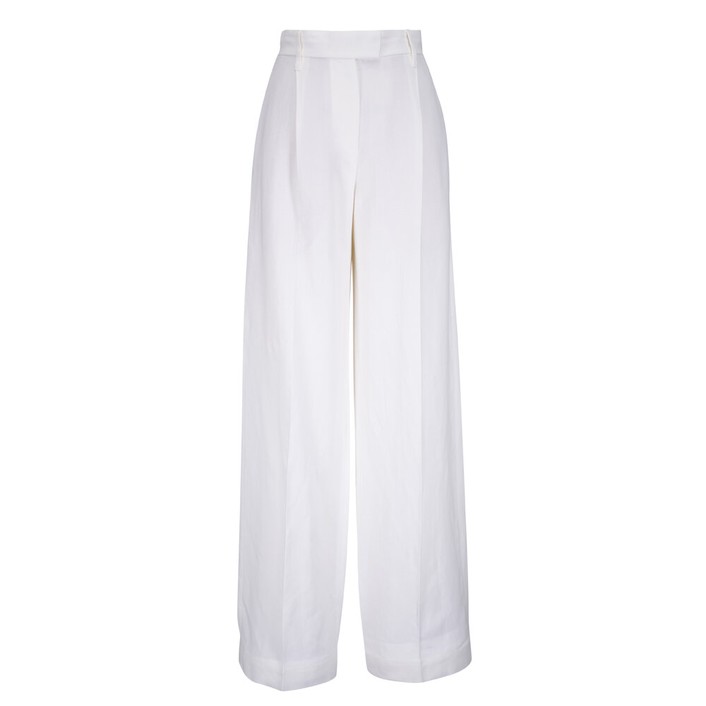 Brunello Cucinelli - White Wide Leg Linen Pant | Mitchell Stores