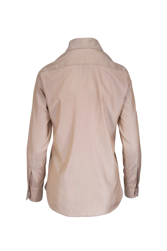 Kiton Beige & Gold Stripe Blouse - view 3