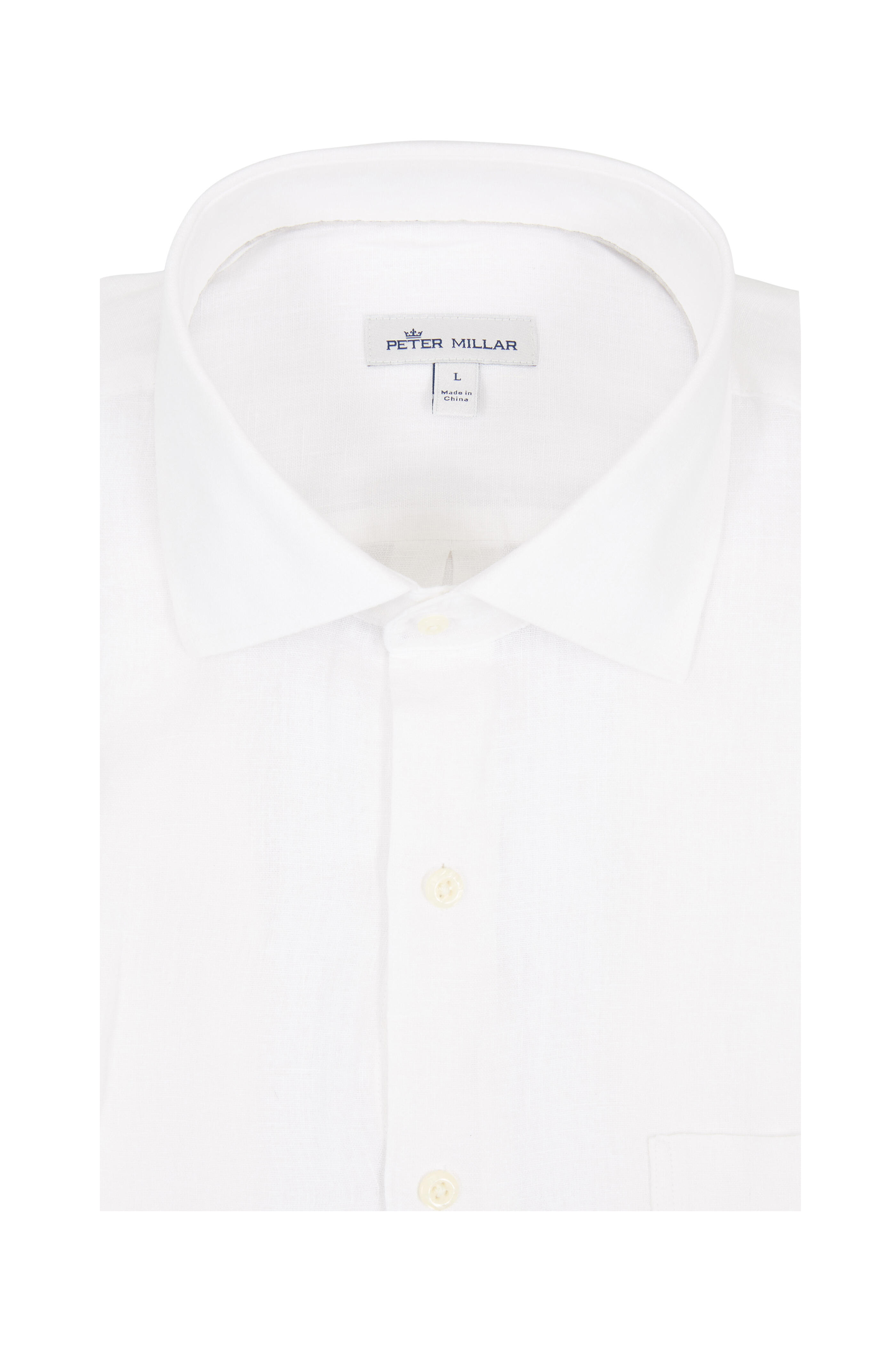 peter millar white dress shirt Peter Millar - White Linen Sport Shirt