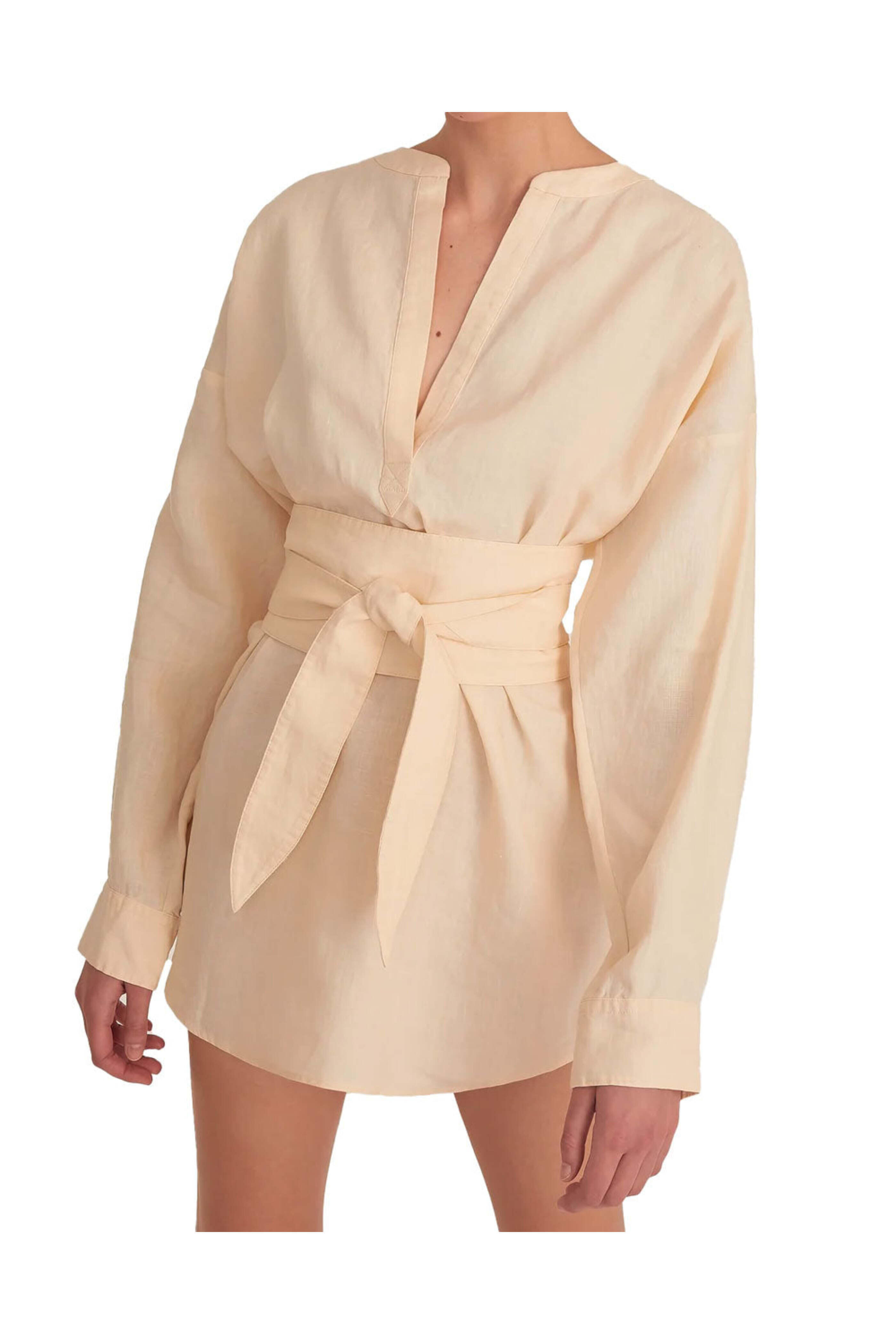 Marissa Webb - Custard Pax Linen Henley Tunic Dress