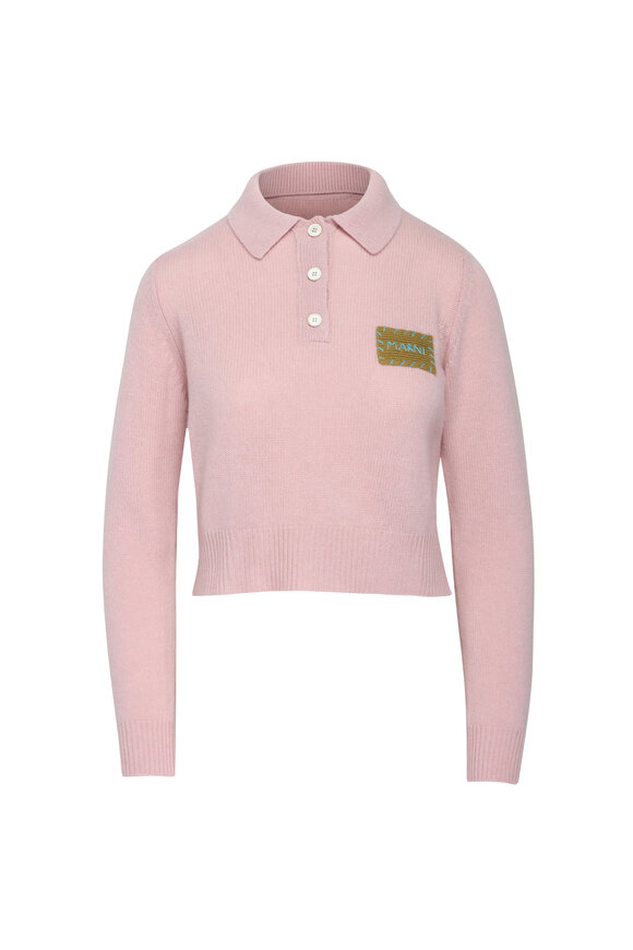 Marni Bubblegum Pink Logo Knit Polo
