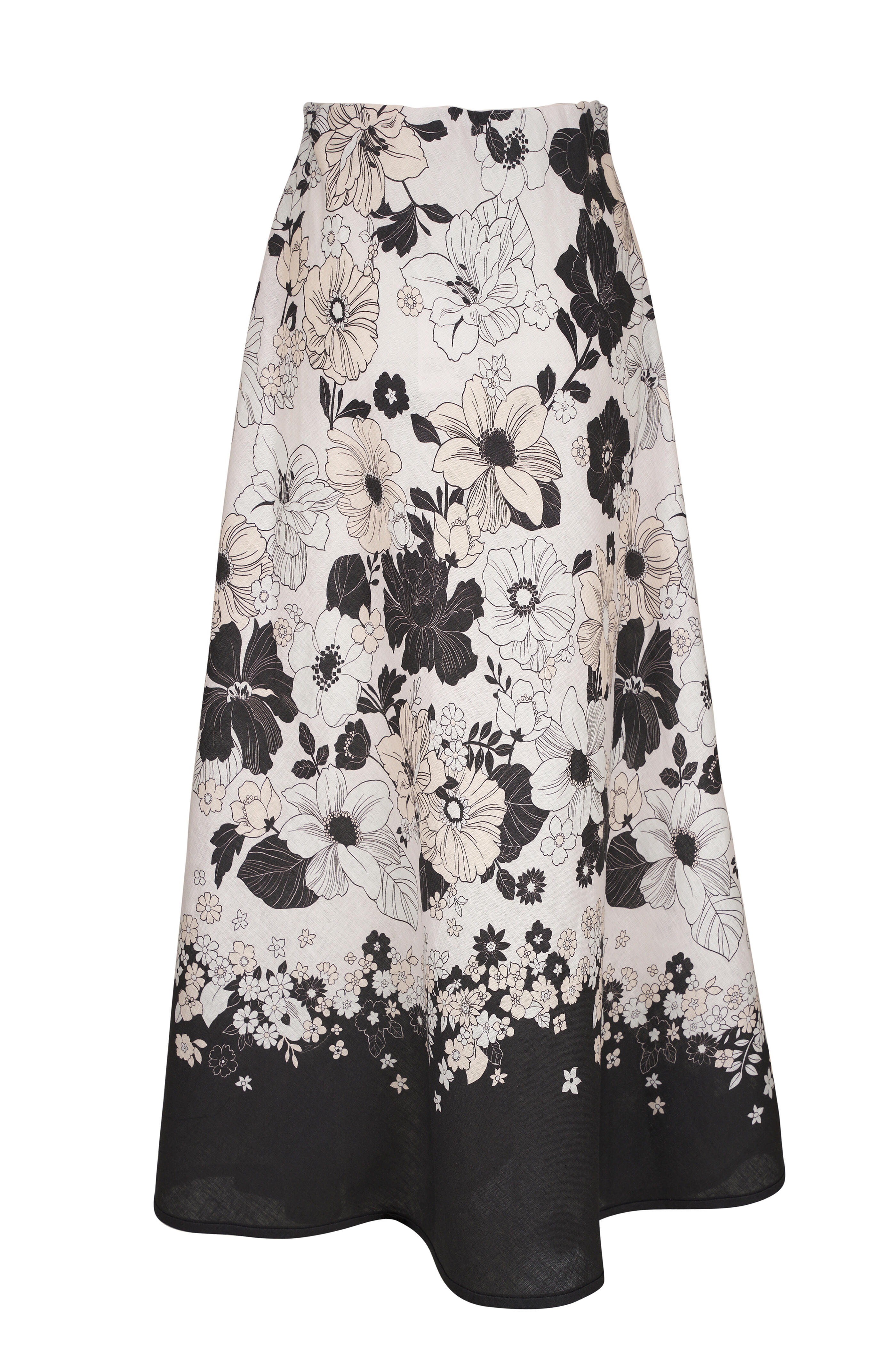 Zimmermann - Pop Bias Ivory & Black Midi Skirt | Mitchell Stores