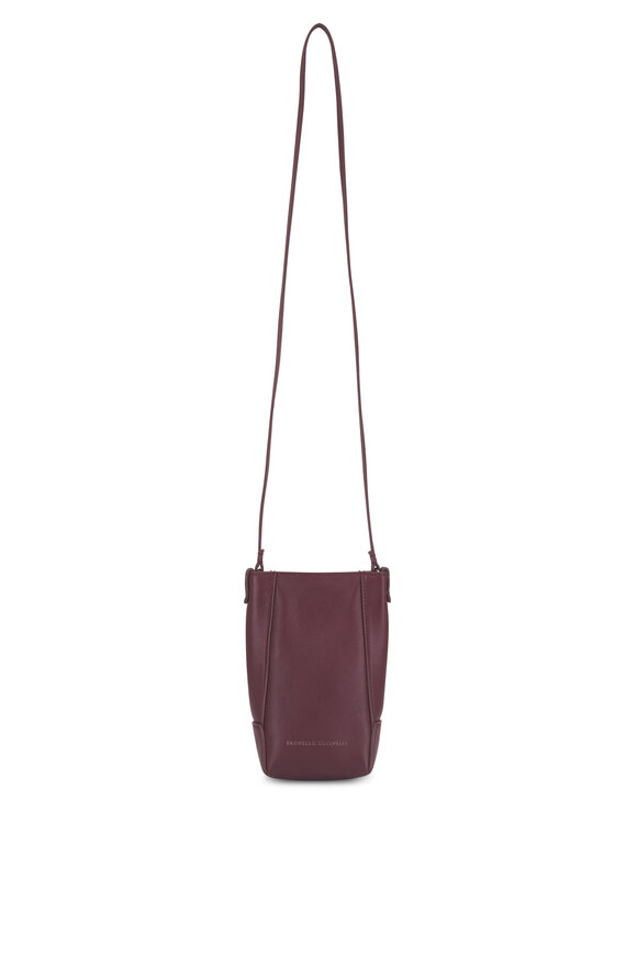 Brunello Cucinelli Duo Ruby Leather Phone Case Holder - view 1