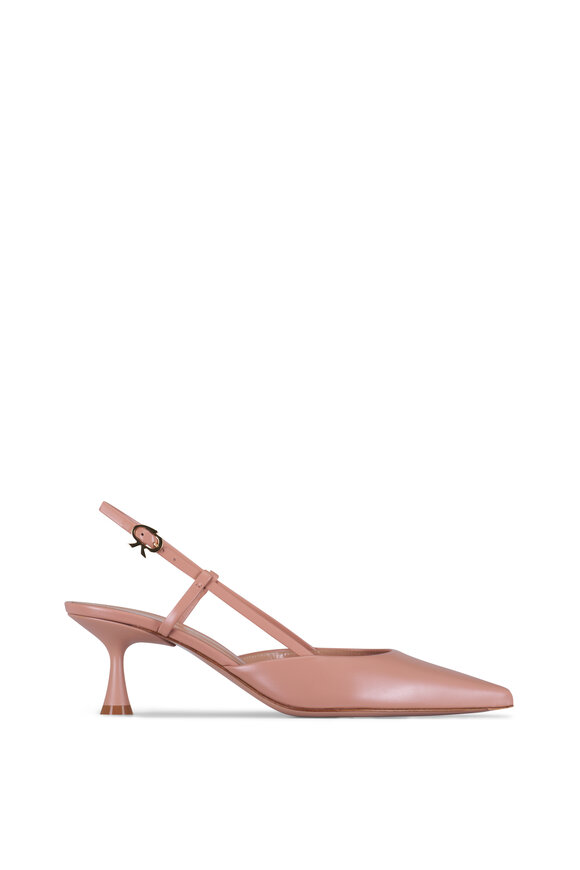 Gianvito Rossi Ascent Vitello Peach Leather Slingback, 55mm - view 3