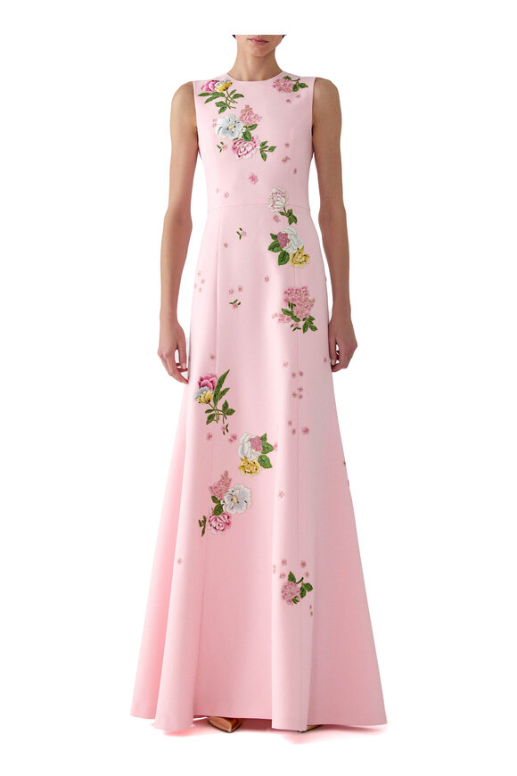 Carolina Herrera Blush Floral Embroidered Gown - view 2