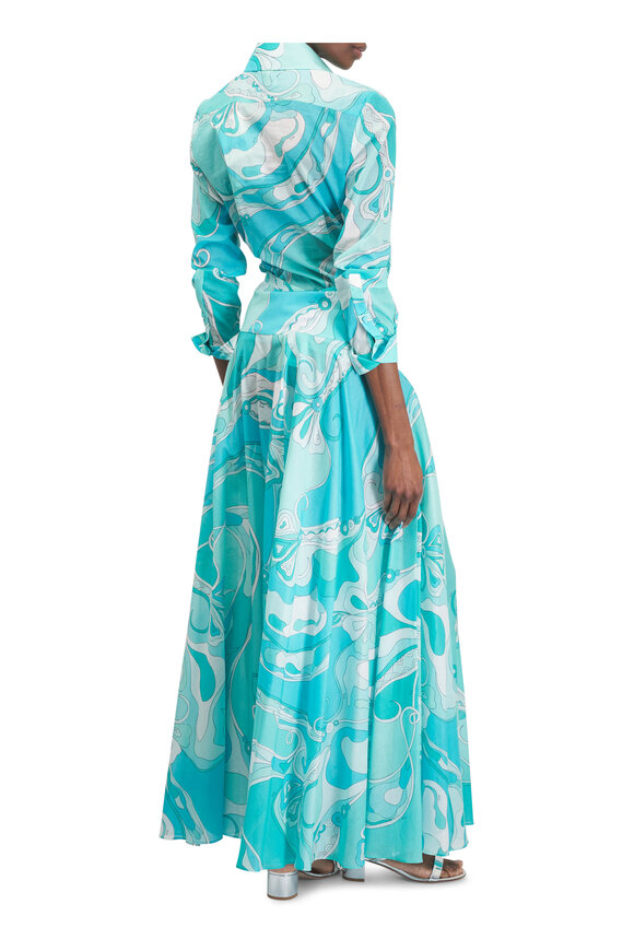 Pucci Turquoise Print Cotton Muslin Midi Skirt - view 4