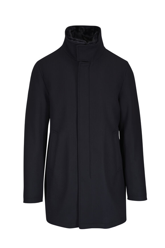 Herno Black Wool Padded Overcoat - view 1