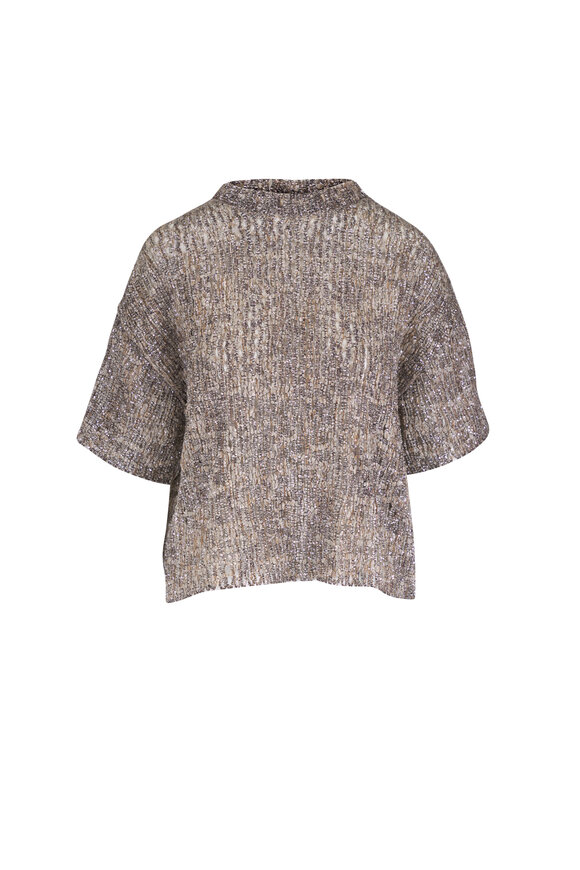 Brunello Cucinelli Silver Broken Glass Sweater - view 1