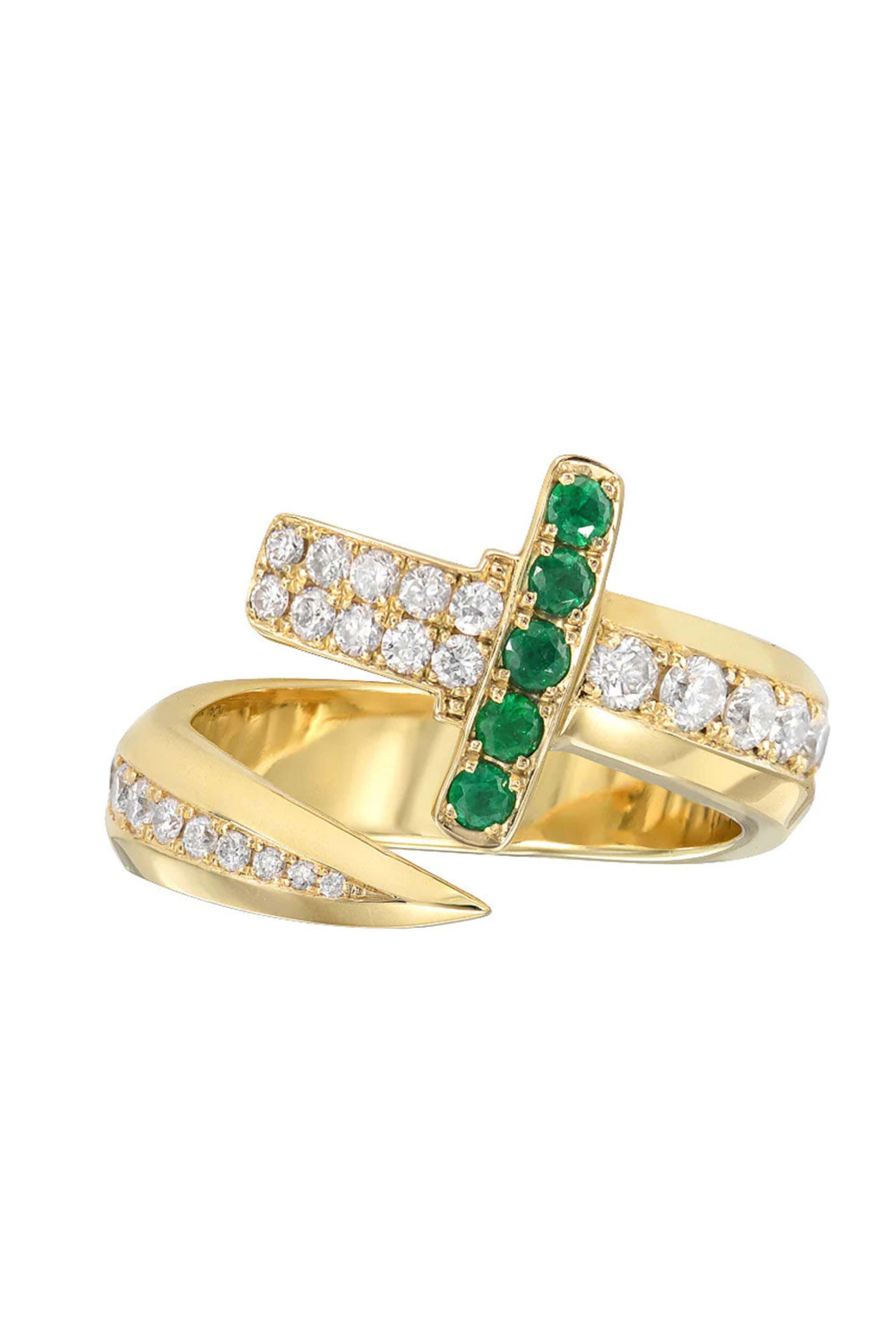 Dru - Diamond and Emerald Sword Ring