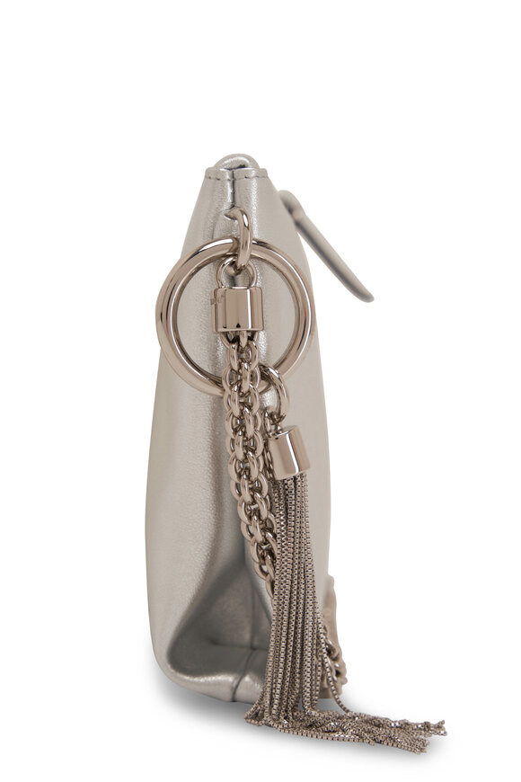 Jimmy Choo - Mini Callie Silver Nappa Leather Chain Clutch